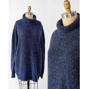 Malo Cashmere Men's Heathered Navy Blue Turtleneck Sweater 54 2X